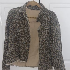 Womens cheetah print jean jacket